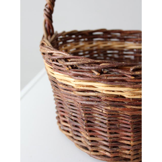 Vintage Wicker Gathering Basket For Sale - Image 12 of 13