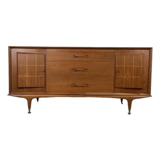 Mid 20th Century Modern Walnut Nine Drawer Dresser For Sale