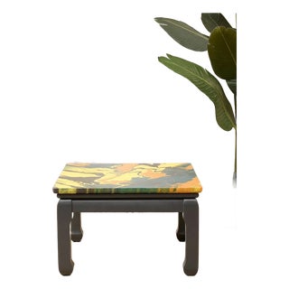 Vintage Marbled Abstract Square Side Table For Sale