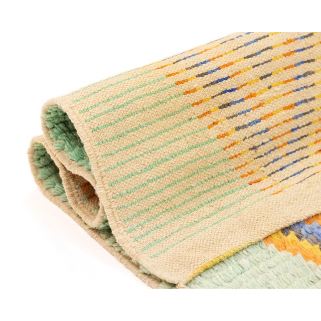 Textile Colorful Diamond Hand-Knotted Moroccan Wool Runner | 15'9" X 2'3" | One of a Kind For Sale - Image 7 of 8