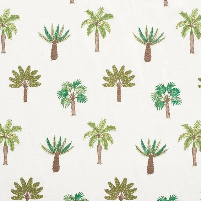 Delightful, stylized palms embroidered on a fabulous linen ground. Each tree showcases a variety of stitching techniques,...
