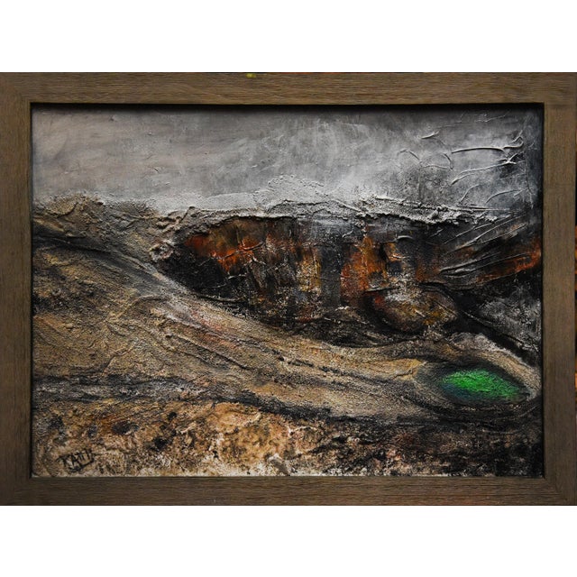 1990s Textured Landscape Abstract Oil Painting For Sale