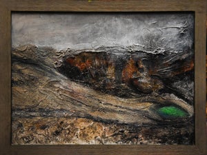 1990s Textured Landscape Abstract Oil Painting