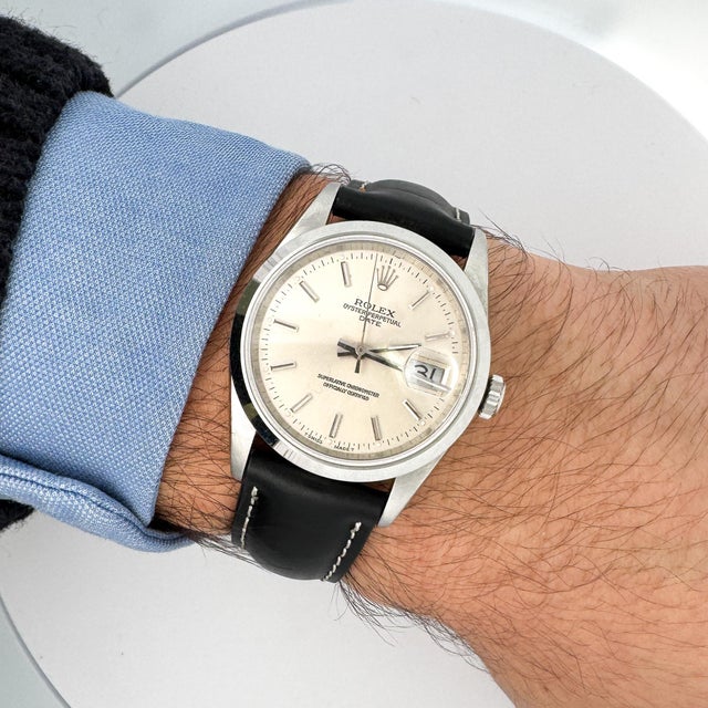 Metal 1990s Rolex Oyster Date 15200 Automatic Watch Stainless Steel Silver Dial Strap For Sale - Image 7 of 8
