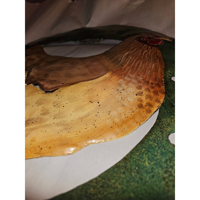 Vintage Hand-Painted Metal Rooster Wall Art (2) For Sale - Image 4 of 7