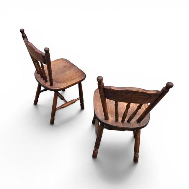Victorian Oak Children's Stick Back Chairs, 1960s, Set of 2 For Sale - Image 14 of 15