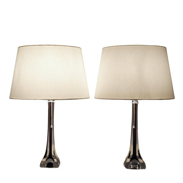 Moulded Glass Table Lamps by Paul Kedelv for Flygsfors, 1950s, Set of 2 For Sale - Image 7 of 12