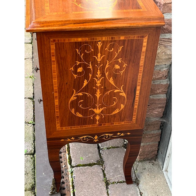 Brown Antique Wood 3 Drawer Inlaid Chest of Drawers, 1960s For Sale - Image 8 of 15
