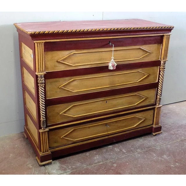 Wood Antique Italian Lacquered Chestnut Dresser For Sale - Image 7 of 9