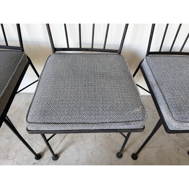 1970s Vintage Black Painted Metal Outdoor Garden Dining Chairs – Set of 4 For Sale In Miami - Image 6 of 12
