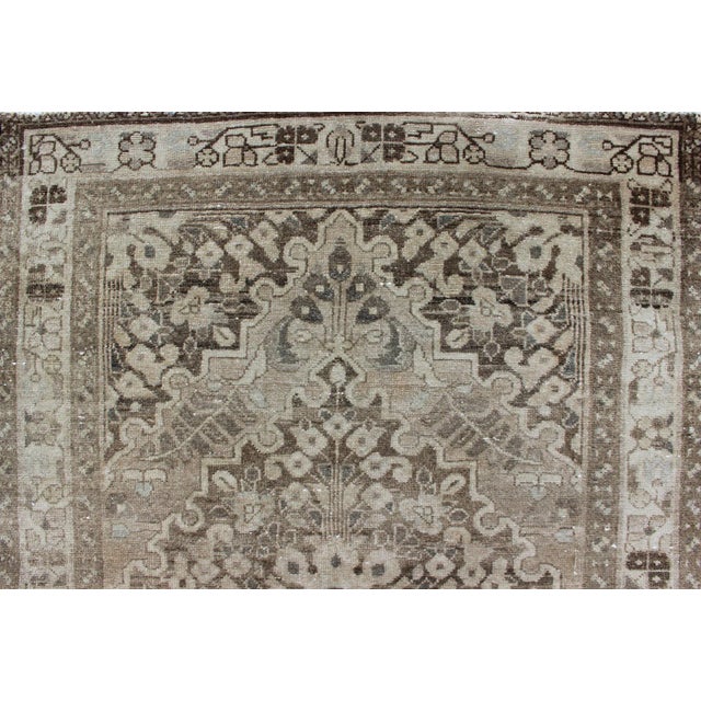 Earth Tone and Neutral Tone Vintage Persian Lilihan Rug With Medallion For Sale - Image 9 of 13