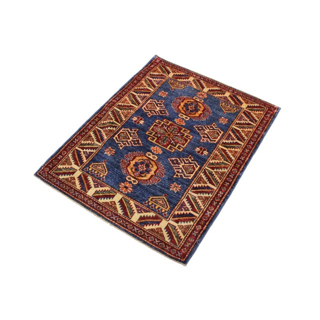 1990s Tribal Kazak Hand-Knotted Wool Rug - 2′9″ × 3′8″ For Sale - Image 4 of 9