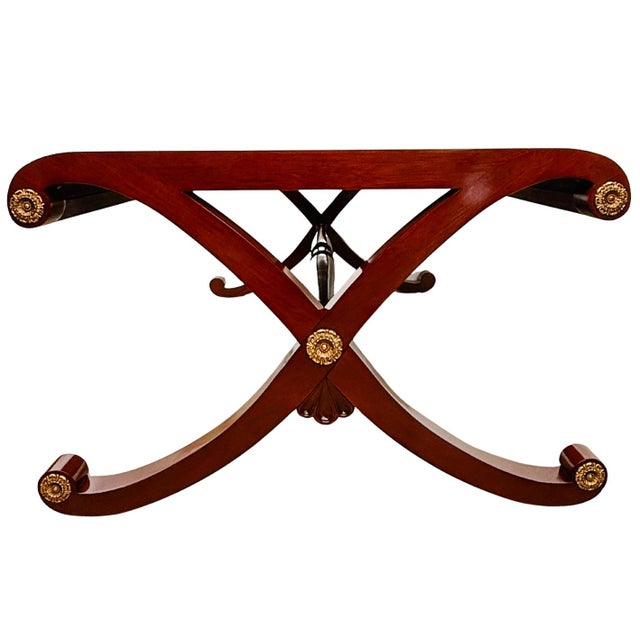 Late 20th Century Neoclassical Flame Mahogany & Satinwood Inlaid Curule Coffee Table For Sale - Image 10 of 18