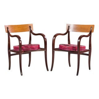 Edward Wormley for Dunbar Alexandria Mid Century Walnut Armchairs - Pair For Sale