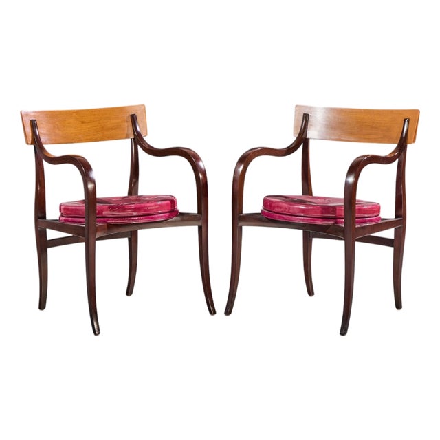 Edward Wormley for Dunbar Alexandria Mid Century Walnut Armchairs - Pair For Sale