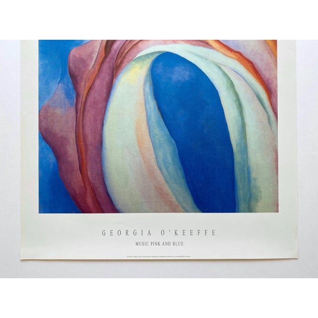 Paper Georgia O'Keeffe Vintage 1980's Modernist Lithograph Print Poster " Music, Pink and Blue " 1918 For Sale - Image 7 of 12