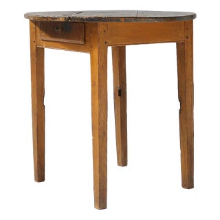 French Round Side Table in Oak with Blue Top, 1850s For Sale
