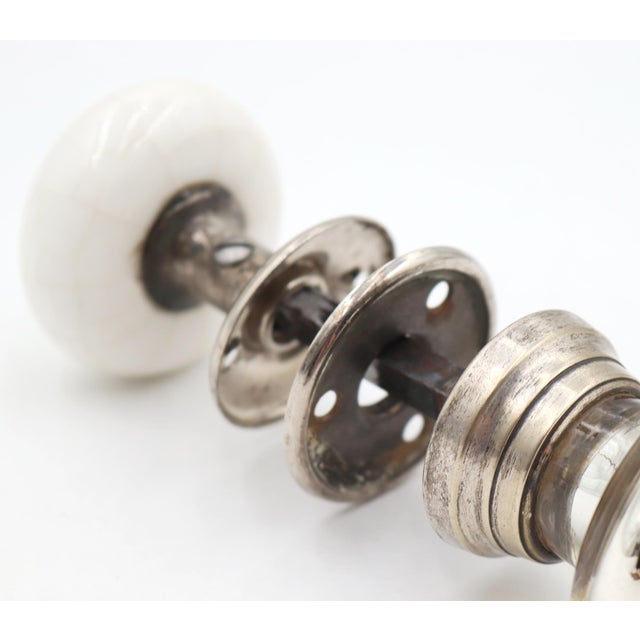 Antique White Ceramic & Mercury Glass Passage Door Knob Set For Sale - Image 6 of 7