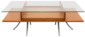 Wood and Glass Coffee Table with Noticeboard Drawer, 2000s