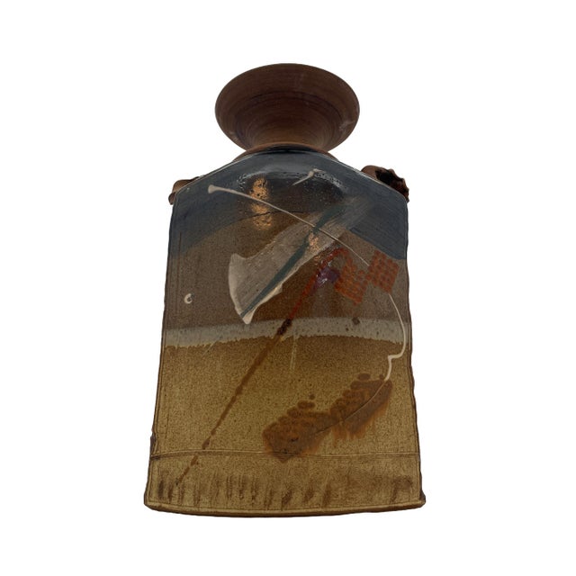 Camel Late 20th Century Brutalist Terracotta Sculptural Vase With Relief Faces For Sale - Image 8 of 18