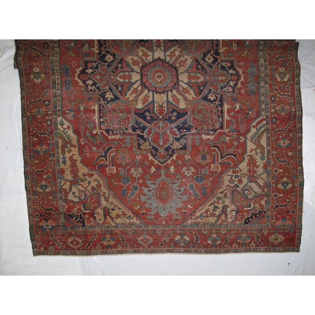 Brick Red Antique Serapi - 10'9" X 13'10" For Sale - Image 8 of 10