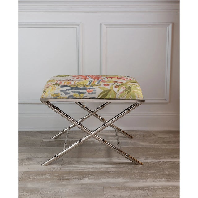 2020s Lauderdale Nickel Bamboo Leg Bench, Imperial Summer For Sale - Image 5 of 9