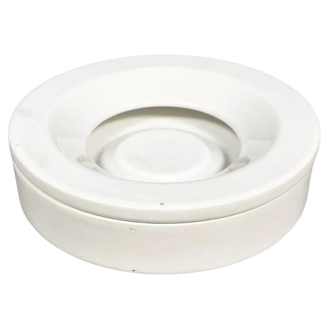 Mid-Century Italian White Porcelain Stoneware Ashtray from Mangiarotti Danese, 1970s For Sale