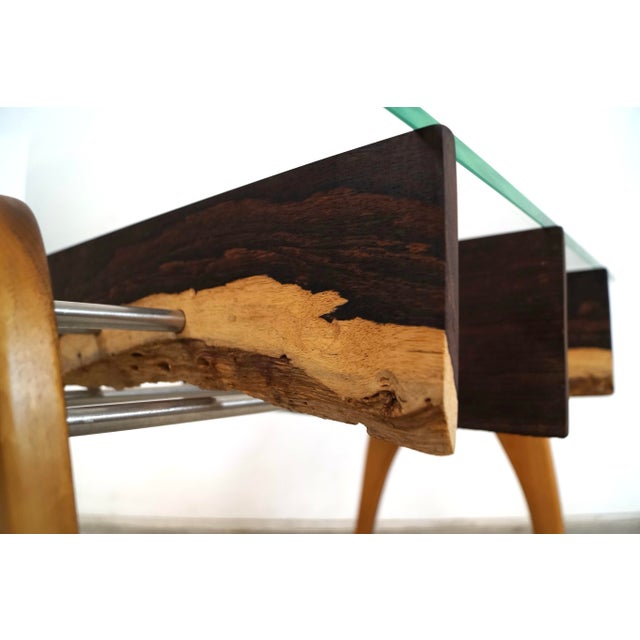 Mid-Century Modern Style Hand Crafted Walnut & Rosewood Side Table For Sale - Image 11 of 12