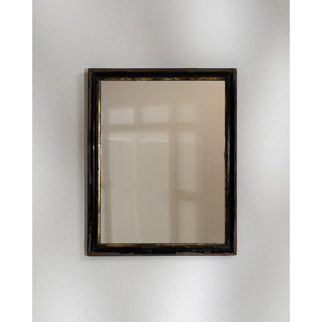 English 19th Century France Deep Ebony Black Carved Ebonized Wall Mirror For Sale - Image 3 of 7