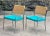 Post-Modern Sculptural Chrome Cane Back Turquoise Arm Chairs, A Pair, c.1970's - Pairs Nicely with Many Mid-Century...