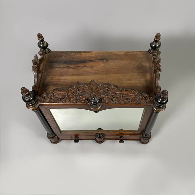 Italian 19th Century Style Wooden Table or Wall Cabinet with Mirror, 1930s For Sale - Image 6 of 18