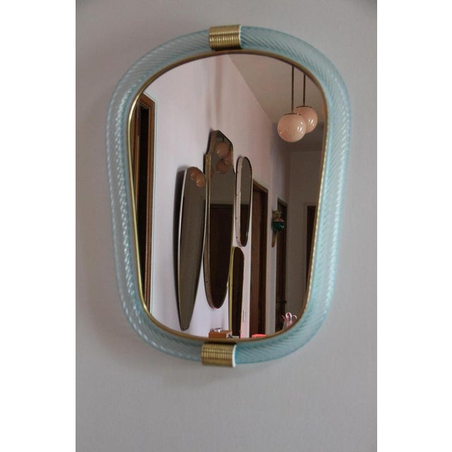 Twisted Sky Blue Murano Glass Mirror, 2000s For Sale - Image 11 of 18