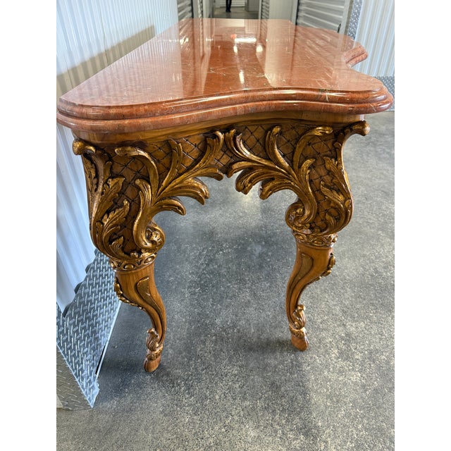 Large William Switzer Louis 16th Rouge Marble Top Console Table For Sale - Image 18 of 18