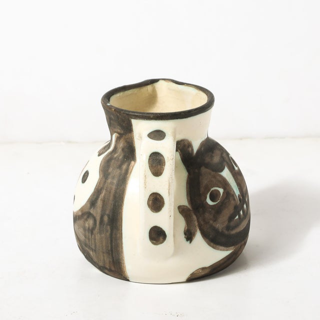 Madoura Pottery Glazed Earthenware Têtes Pitcher Signed Pablo Picasso For Sale - Image 9 of 13