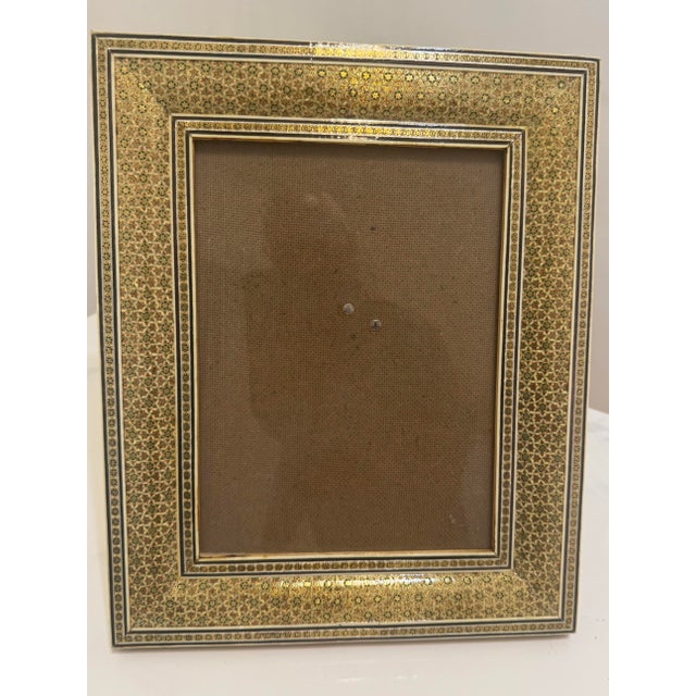 Gold Vintage Pair of Hand Crafted Middle Eastern Miniature Khatamkari / Khatam Picture Frame For Sale - Image 8 of 12