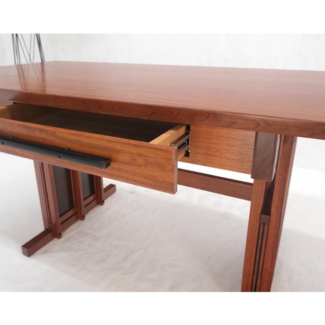 Arts and Crafts Style Solid Teak Partner's Desk, Architectural Studio Made For Sale - Image 10 of 18