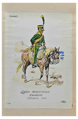 Herbert Knotel, Legion Hanovrienne (French Army), Original Ink & Watercolor Drawing, 1940s