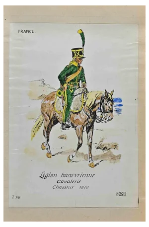 Herbert Knotel, Legion Hanovrienne (French Army), Original Ink & Watercolor Drawing, 1940s
