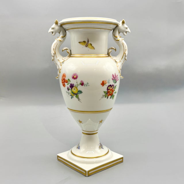 Rococo Antique Porcelain Neoclassical Griffin-Handled Amphora Urn Vase from KPM Berlin, 1890s For Sale - Image 3 of 18