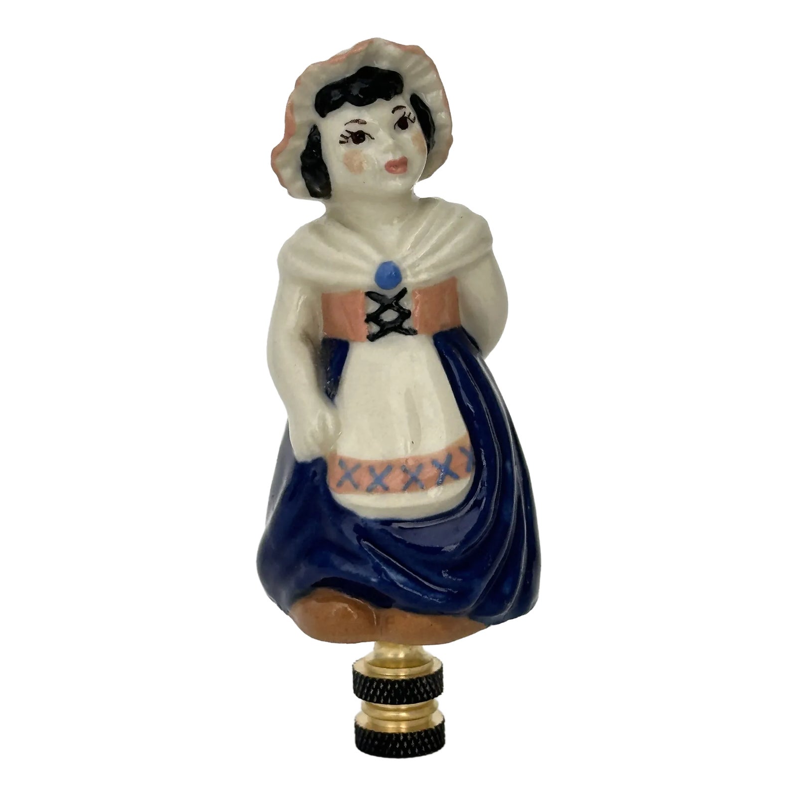 French Country Girl Lamp Finial on Brass Hardware | Chairish