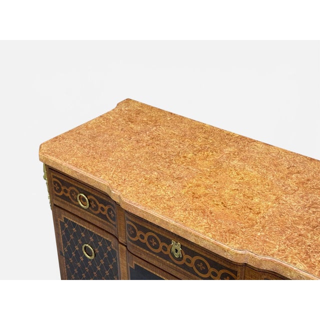 Wood Louis Xvi, Commode, Bronze, Parquetry, Faux Marble, France, 20th C. For Sale - Image 7 of 15