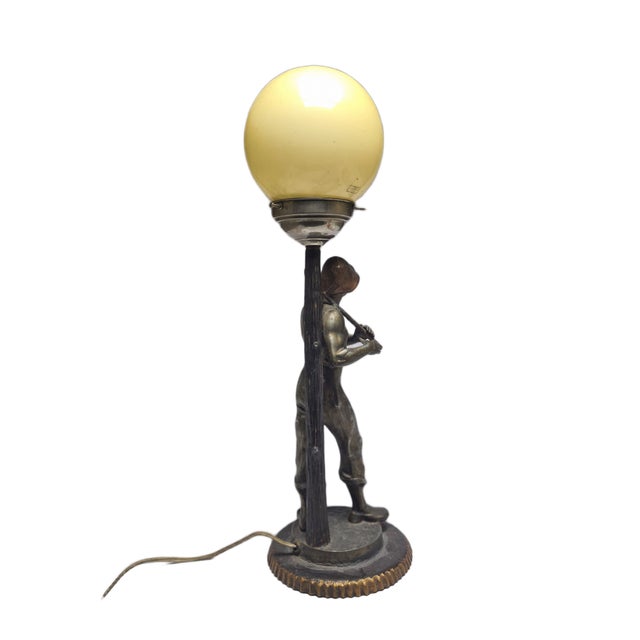 Cream Art Deco Figurative Bedside Lamp, Poland, 1950s For Sale - Image 8 of 17