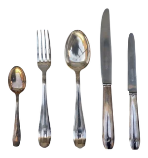 Set French Art Deco Silver Tableware - 61 Pieces