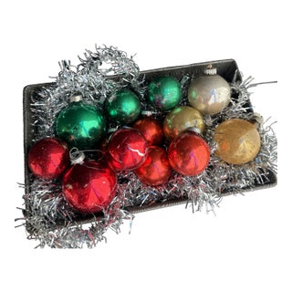 Vintage Shiny Brite Multi Color Mercury Glass Ornaments- 13 Pieces For Sale