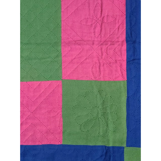 American Antique Circa 1920 Lancaster County Amish Diamond in Square Quilt For Sale - Image 3 of 9