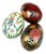 1990s Three Hand Painted Wood Eggs For Sale