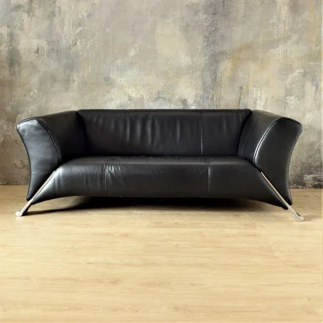 Black Leather 2-Seat Sofa by Rolf Benz, 2000s For Sale - Image 10 of 10