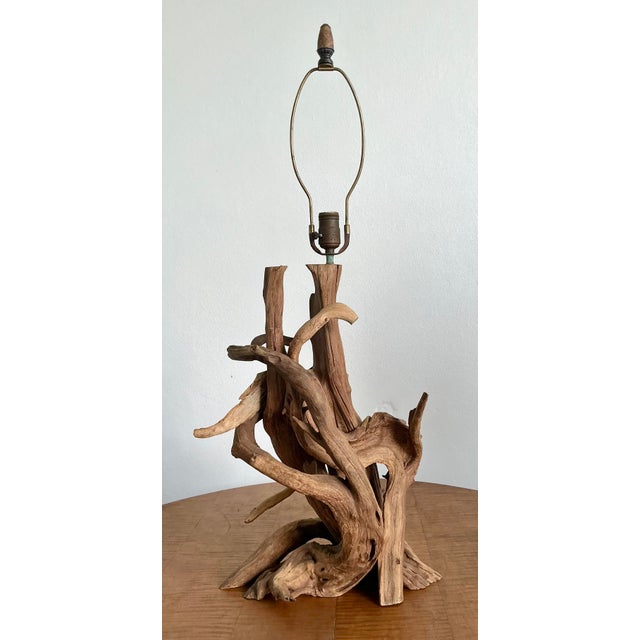 Contemporary Vintage Boho Driftwood Lamp For Sale - Image 3 of 9