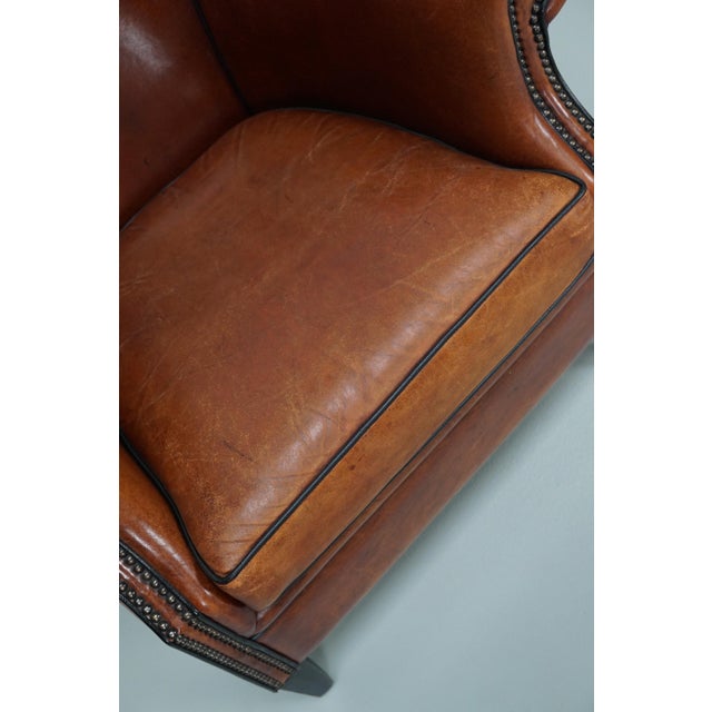 Vintage Dutch Cognac Colored Leather Club Chair For Sale - Image 4 of 18