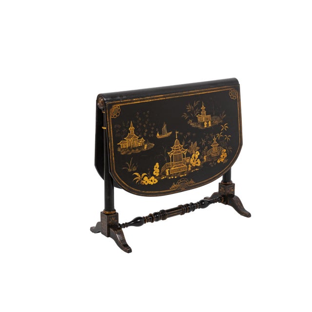 19th Century Chinese Black Lacquered Wood Leaf Table For Sale - Image 4 of 11
